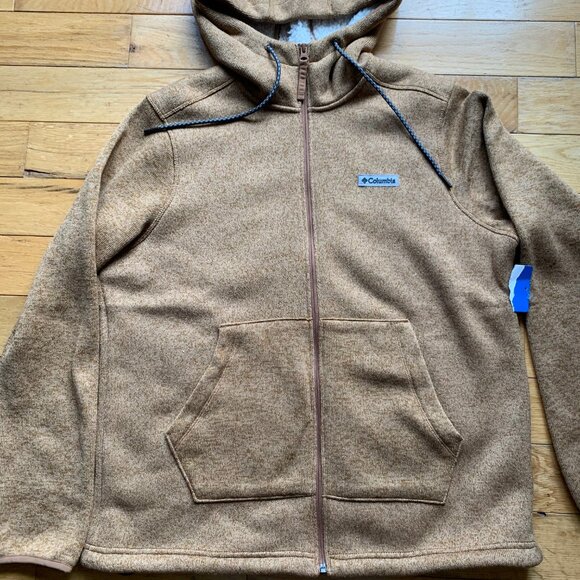 Columbia Women’s Brown Sherpa-Lined Full Zip Hoodie Jacket | Size L | NWT - Picture 2 of 9